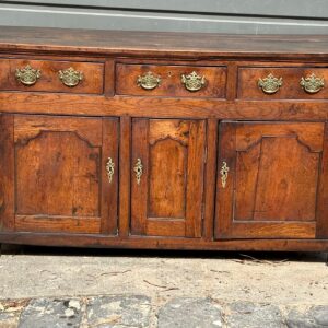Last quarter 18th century English country oak dresser base.