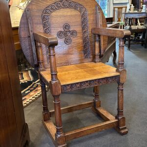 Late 19th Century English Oak Folding Table Monks Chair.
