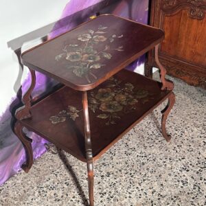 Rare late 19th century French Art Nouveau figured walnut Table à thé à double plateau, décor à la chinoise - chinoiseries.