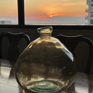 Vintage European hand blown imperfect glass vase.